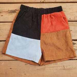 ROMWE  Color Block Corduroy Shorts - Size S